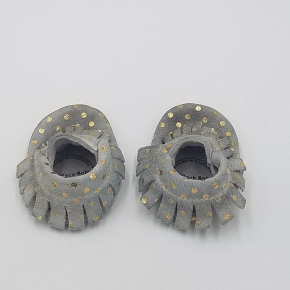 Bird Rock Baby Polka Leather Fringe Moccasins 2T - Picture 5 of 7